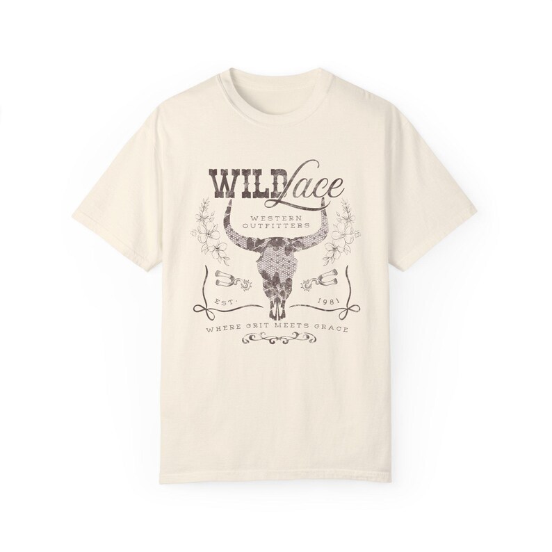 Western Grafik T-Shirt Bull Skull Shirt Kokette Cowgirl Bögen und Spitze Country-Musik-TShirt Komfort Farben Cowgirl Retro Nashville Rodeo Shirt Bild 6