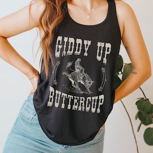 Débardeur graphique western bouton d&#39;or vertigineux Chemise cheval Chemise Bucking Bronco Débardeur rodéo Débardeur Cowboy Musique country Outfit Débardeur Nashville