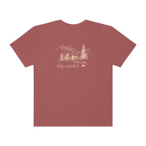 Hike minded comfort kleuren T-shirt retro natuur shirt muesli meisje wandelshirt wildernis wildlife Gorpcore camping shirt nationaal park shirt Cumin