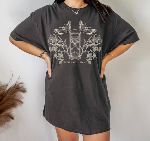 Memento Mori T Shirt Dark Cottagecore Shirt Flower Tee Deaths Head Moth Indie Shirt Literary Shirt Dark Academia Hour Glass