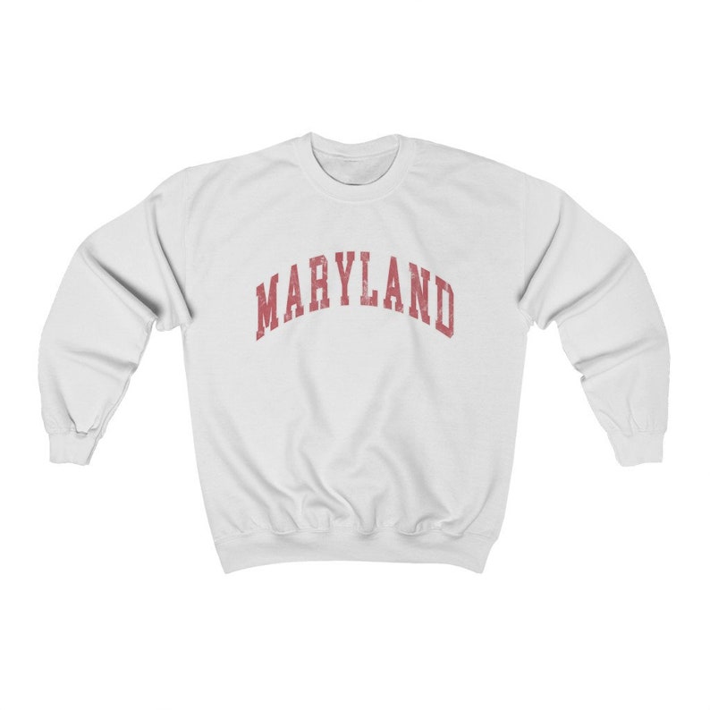 Maryland Sweatshirt Varsity Crewneck Preppy Sweatshirt Vintage Look Distressed Comfy Oversized Sweatshirt New England Sweater image 8