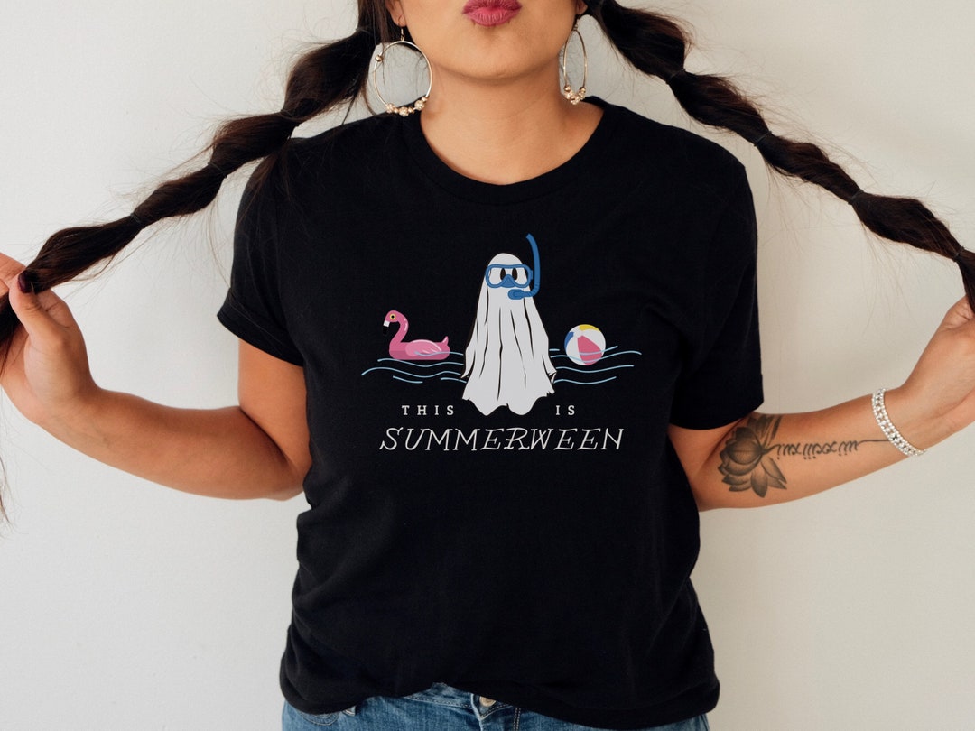 Sudadera Divertida Con Personajes De Terror En La Playa - Diseño Summerween, Mezcla Halloween Y Verano, Algodón 241 Gr