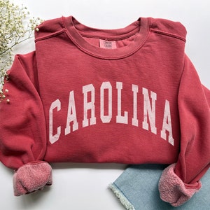 Carolina Sweatshirt Vintage Look South Carolina Comfort Colors Crewneck Preppy Varsity Sweatshirt Oversize Aesthetic Crew Neck Shirt