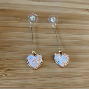 Sparkly heart drop earrings