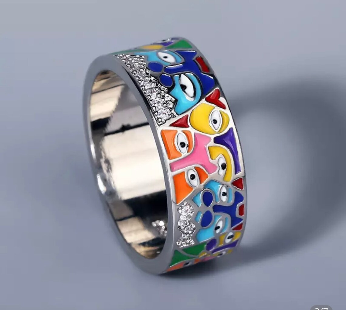 Colourful quirky ring 925 Sterling silver Etsy