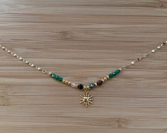 Sun beaded choker necklace