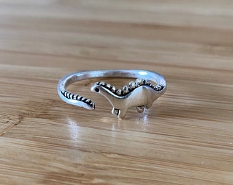 Adjustable silver dinosaur rings