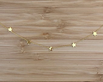 Star choker necklace 925 Sterling silver plated and 18k gold plated