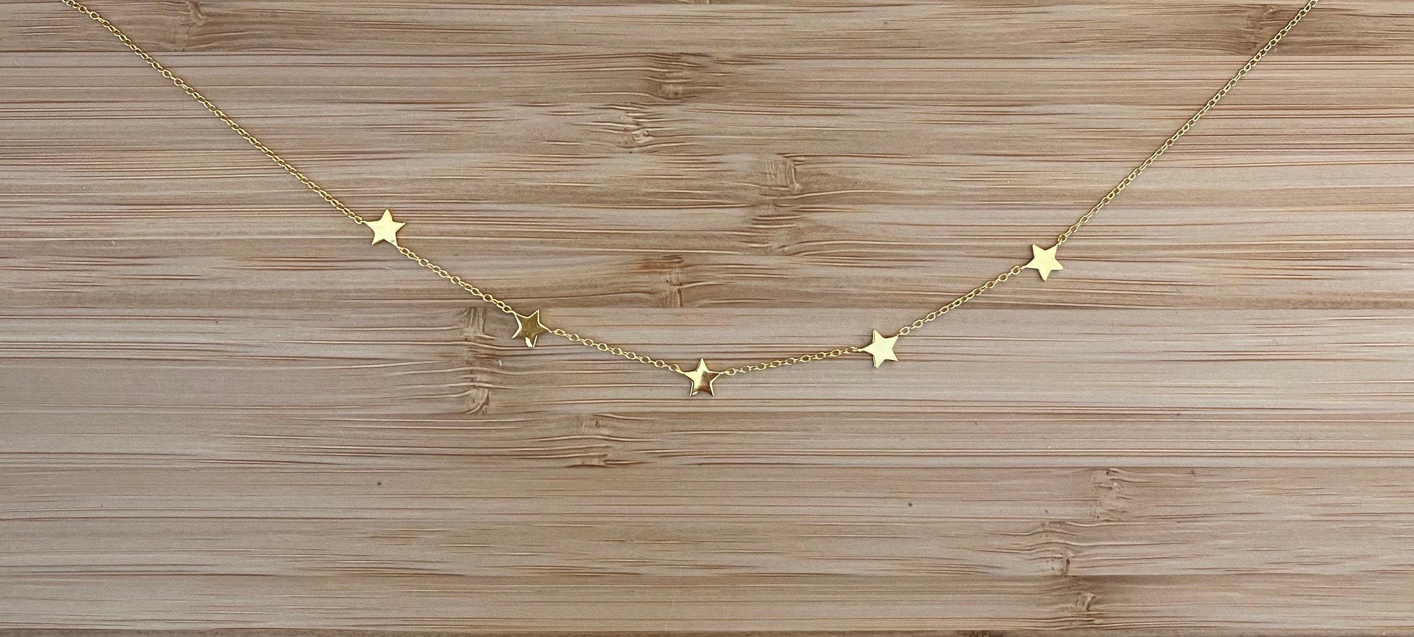 Star choker necklace 925 Sterling silver plated and 18k gold plated