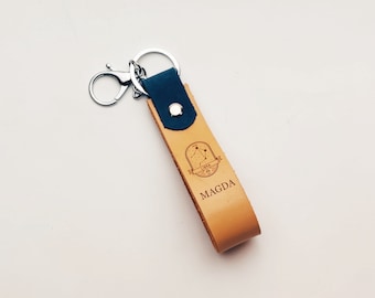 Zodiac sign,Leather Keychain Personalized, Keyfob gift, , FULL GRAIN Leather Key Ring,