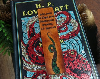 H. P. Lovecraft Quote Leather Bookmark — Handmade Gothic Literary Accessory