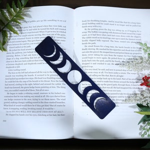 Moon Phases Leather Bookmark — Handmade Gothic Literary Accessory