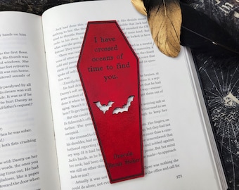 Dracula Bookmark | Bram Stoker Book Quote Oceans of Time | Coffin Vampire Horror Goth Leather Bookmark | Halloween Gift for Book Lover