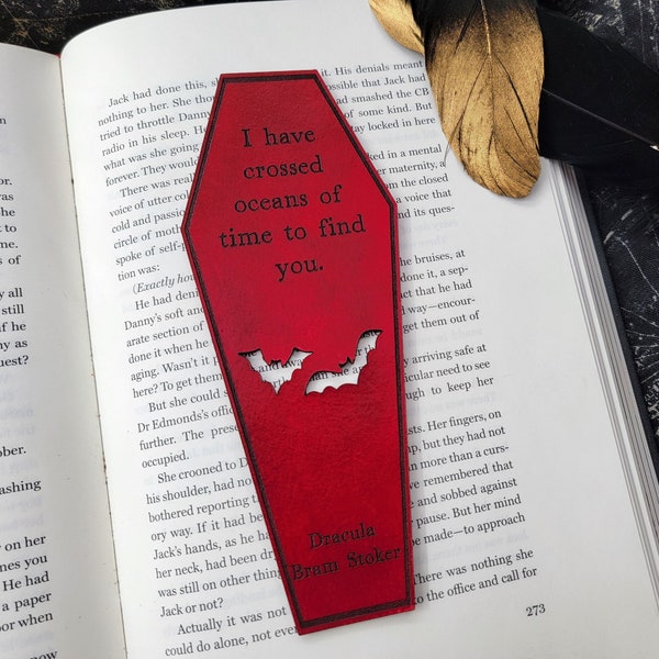 Dracula Bookmark | Bram Stoker Book Quote Oceans of Time | Coffin Vampire Horror Goth Leather Bookmark | Halloween Gift for Book Lover