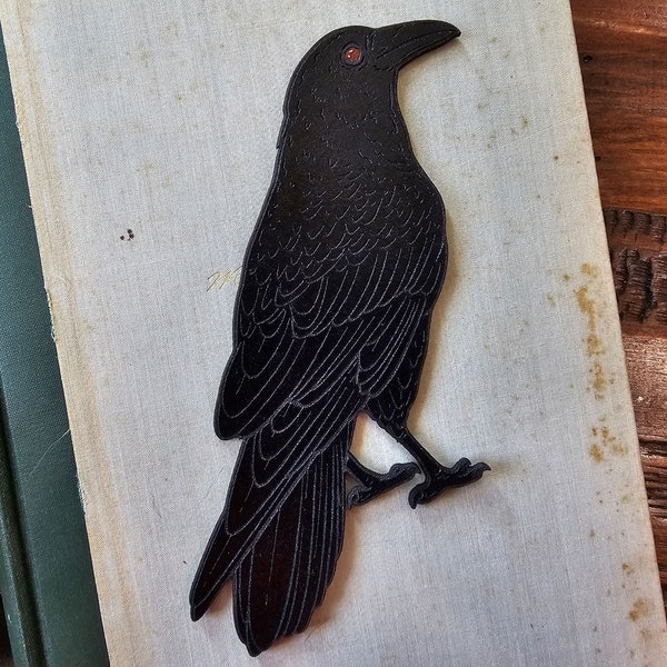 Raven Bookmark | Leather Gothic Bird Bookmark | Bookish Gift for Reader | Black Crow Bookmark | Halloween Bookmark | Gift for Book Lovers