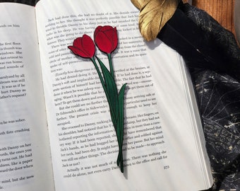 Tulip Flower Bookmark | Spring Wildflower Bookmark | Unique Gift for Book Lovers | Leather Botanical Bookmark | Cute Floral Bookmark for Her