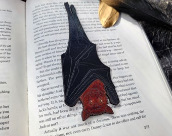 Leather Bat Bookmark - Spooky, Gothic, Halloween Gift for Book Lover | Creepy Horror Bookmark for Readers | Bookish Gift