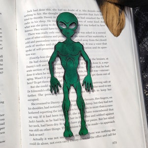 Alien Leather Bookmark | Extraterrestrial Space Bookmark  | Unique Gift For Bookworms | Cryptid Supernatural Bookmark | Sci-Fi UFO Bookmark
