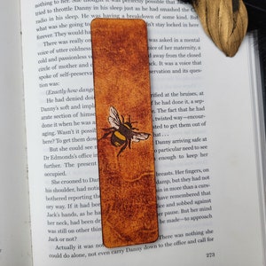 Bee Bookmark Insect Bookmark Unique Nature Leather Bookmark Bookish Gift Bumble Bee Bookmark Gift for Book Lover Cute Bookmark image 1