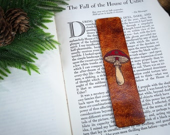 Leather Mushroom Bookmark | Cottagecore Book Lover Gift