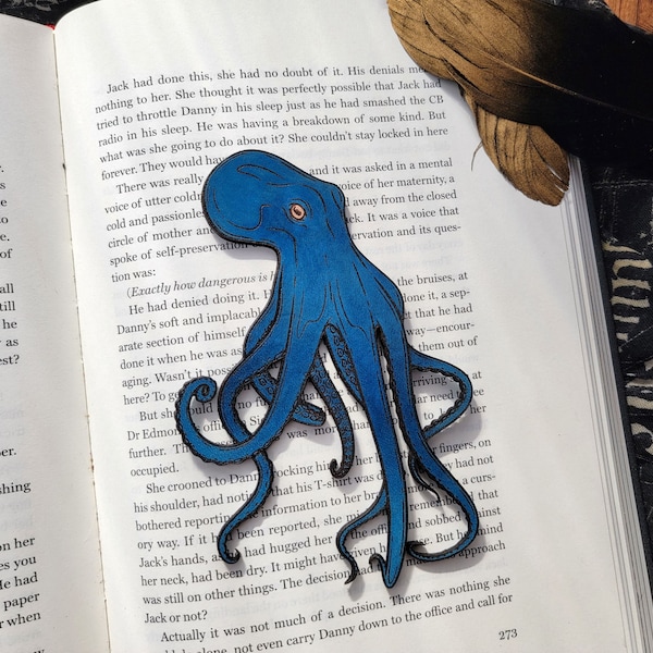 Octopus Bookmark | Leather Kraken Bookmark | Gift for Book Lovers | Octopus Tentacle Bookmark | Unique Ocean Animal Bookmark | Bookish Gift