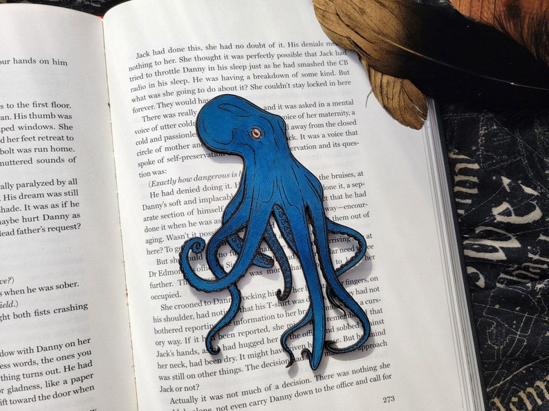 Octopus Bookmark Leather Kraken Bookmark Gift for Book Lovers Octopus Tentacle Bookmark Unique Ocean Animal Bookmark Bookish Gift Turquoise