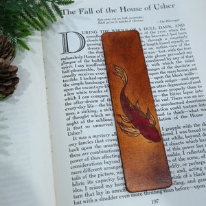 Koi Bookmark | Fish Bookmark | Unique Handmade Leather Bookmark | Bookish Gift | Aquatic Bookmark | Gift for Book Lover | Animal Lover Gift