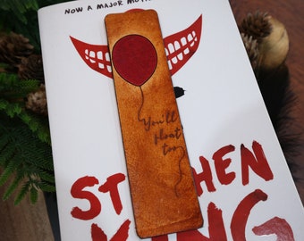 Horror Movie Bookmark | Horror Bookmark | Gift for Horror Lover | Halloween Bookmark | Clown Bookmark | Leather Handmade Bookmark