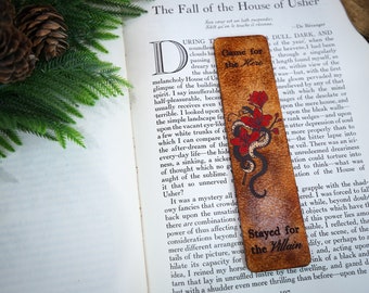 Gothic Leather Bookmark | Snake & Flowers, Dark Romance Gift