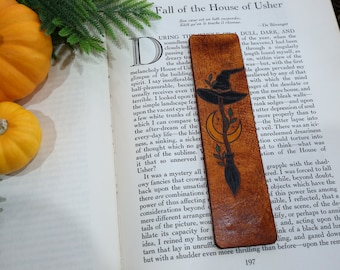 Witchy Leather Bookmark | Gothic Halloween Book Lover Gift