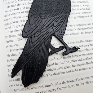 Raven Bookmark Leather Gothic Bird Bookmark Bookish Gift for Reader Black Crow Bookmark Halloween Bookmark Gift for Book Lovers image 5