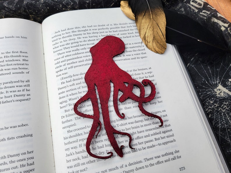 Octopus Bookmark Leather Kraken Bookmark Gift for Book Lovers Octopus Tentacle Bookmark Unique Ocean Animal Bookmark Bookish Gift image 6