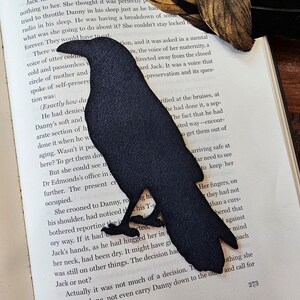 Raven Bookmark Leather Gothic Bird Bookmark Bookish Gift for Reader Black Crow Bookmark Halloween Bookmark Gift for Book Lovers image 7