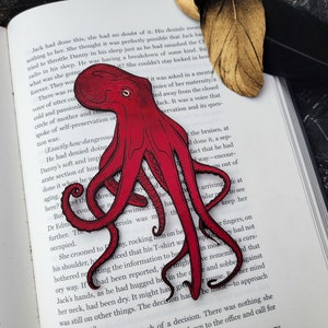 Octopus Bookmark Leather Kraken Bookmark Gift for Book Lovers Octopus Tentacle Bookmark Unique Ocean Animal Bookmark Bookish Gift Red