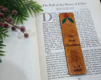 Our First Christmas Bookmark | Personalized Handmade Leather Bookmark | Custom Bookmark | Gift for Book Lover | Bookish Stocking Stuffer