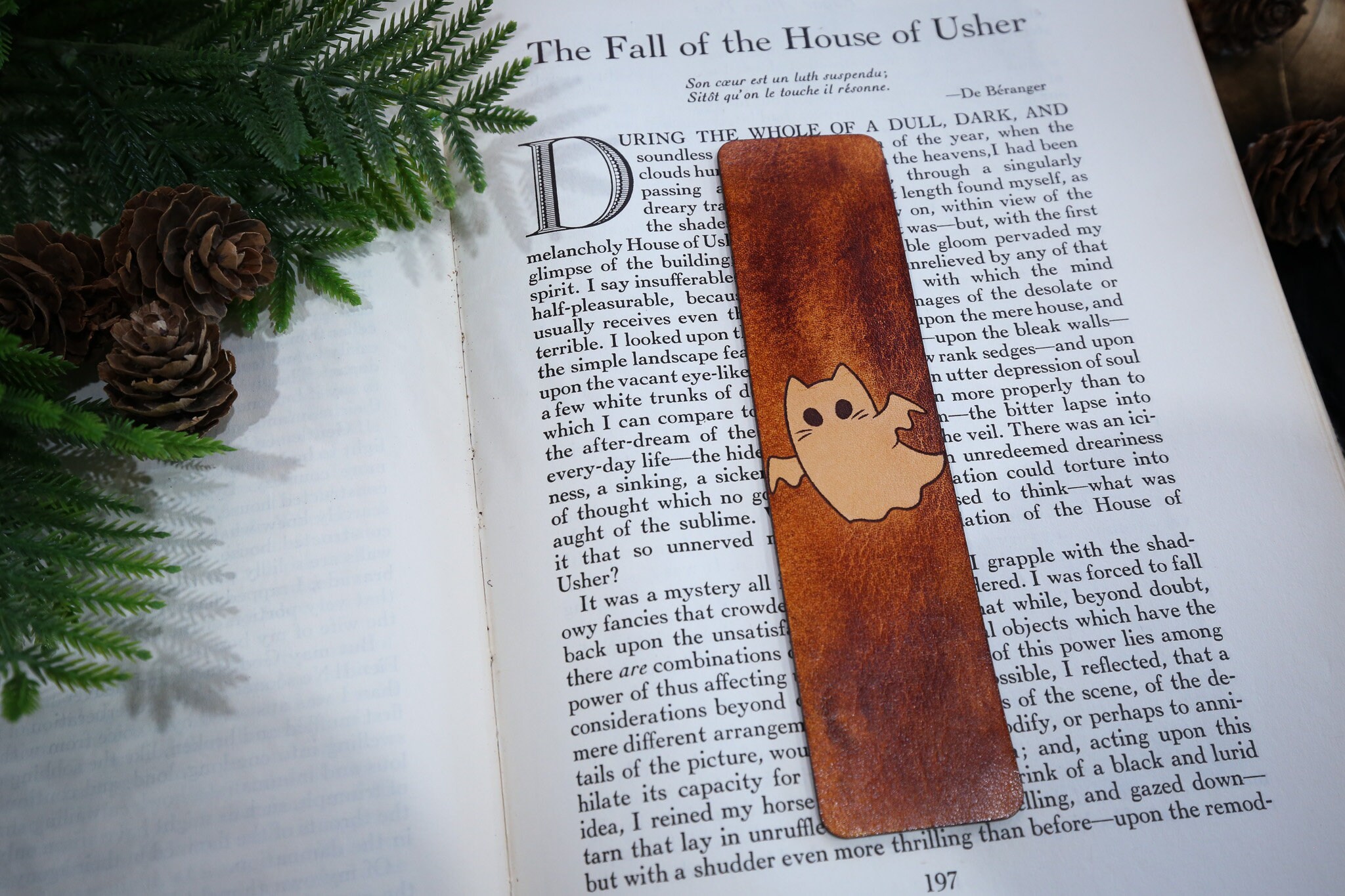 Cat Ghost Bookmark Cute Spooky Bookmark Leather Bookmark Gift for Book  Lover Halloween Horror Bookmark Creepy Gothic Bookmark 