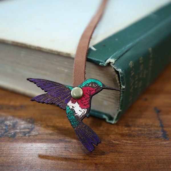 Hummingbird Bookmark | Leather Bird Bookmark | Unique Gift for Reader | Hummingbird Gifts | Cute Nature Bookmark | Gift for Bird Lovers