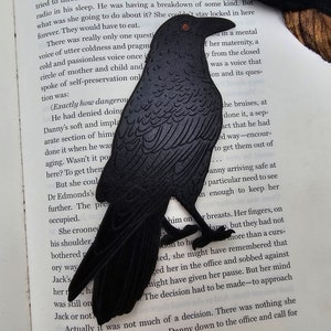 Raven Bookmark Leather Gothic Bird Bookmark Bookish Gift for Reader Black Crow Bookmark Halloween Bookmark Gift for Book Lovers image 2