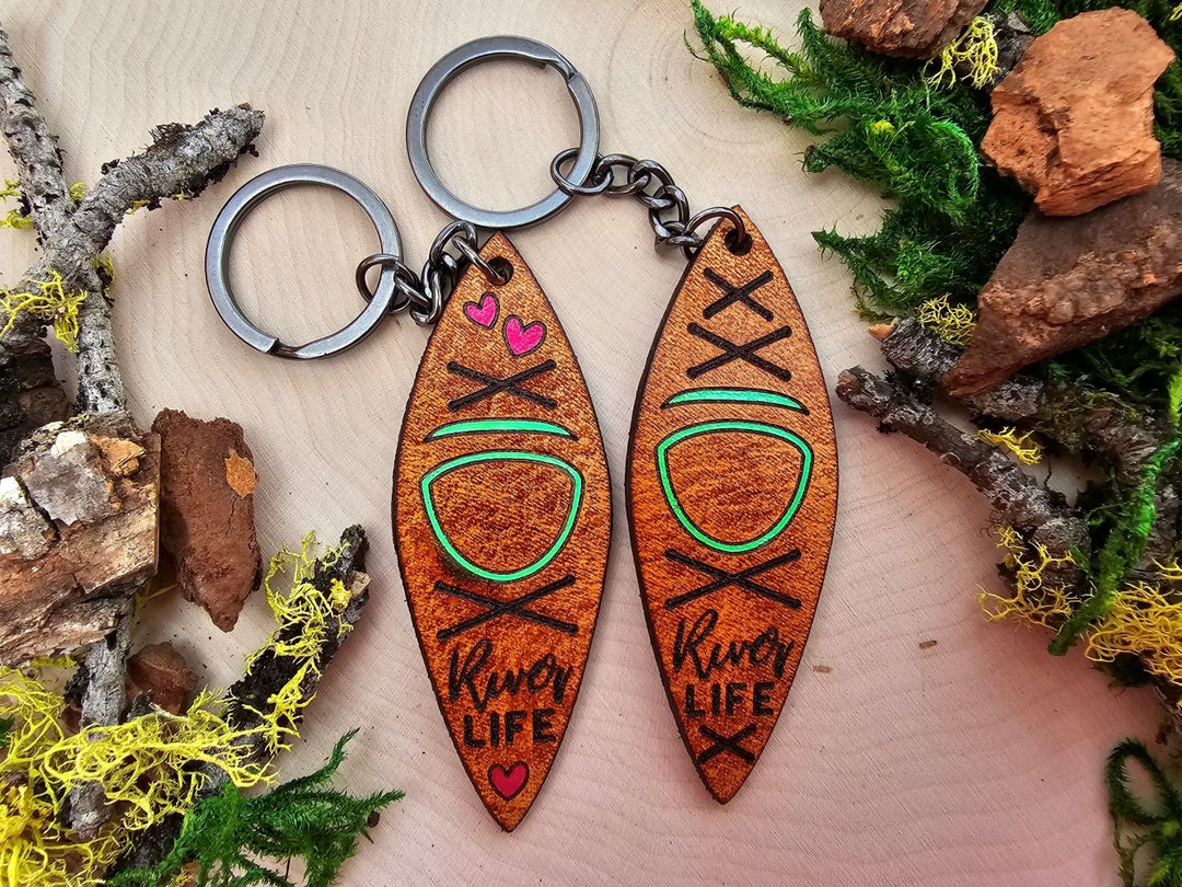 Kayak Leather Keychain Cute Camping Keychain Gift for Etsy
