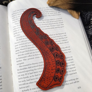 Octopus Tentacle Leather Bookmark — Handmade Literary Accessory