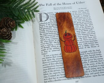 Handmade Leather Pumpkin Bookmark | Halloween Bookish Gift