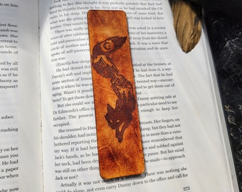 Leather Fox Bookmark | Laser Cut Celestial Design