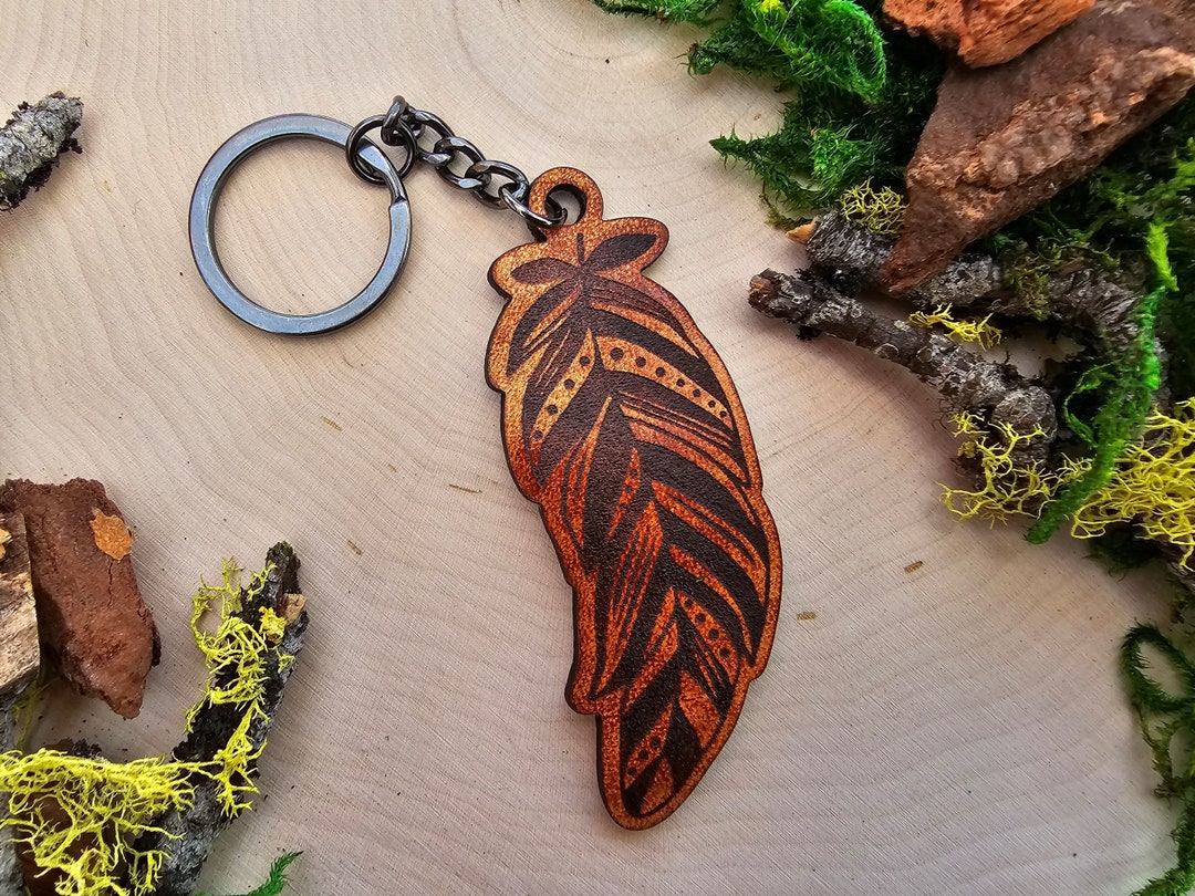 Feather Keychain Leather Bird Lover Keychain Raven Keychain Bird Feather Key Ring Crow Keychain Nature Leather Accessory for Her Etsy
