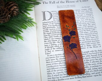 Leather Orchid Bookmark | Handmade Floral Reader Gift