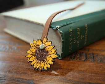 Unique Sunflower Bookmark | Leather Flower Bookmark | Gift for Book Lover | Cute Floral Bookmark | Woodland Nature Bookmark | Gift for Her