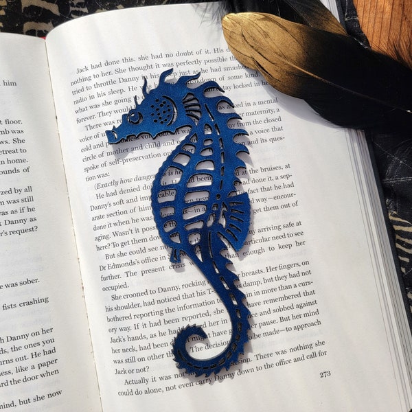 Seahorse Bookmark | Cute Nautical Maritime Aquatic Bookmark | Ocean Animal Bookmark | Gift for Bookworm | Fish Bookmark | Leather Bookmark