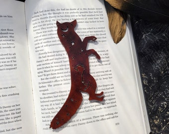 Fox Leather Bookmark Wildlife Moon Stars Astrology Celestial Nightscape Magical Journal Marker Bookworm Reader Journalist Writer Gift