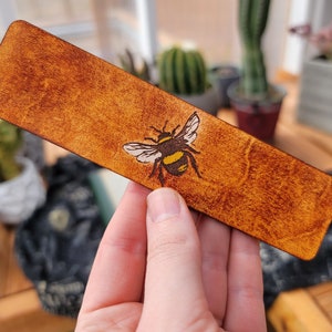 Bee Bookmark Insect Bookmark Unique Nature Leather Bookmark Bookish Gift Bumble Bee Bookmark Gift for Book Lover Cute Bookmark image 2