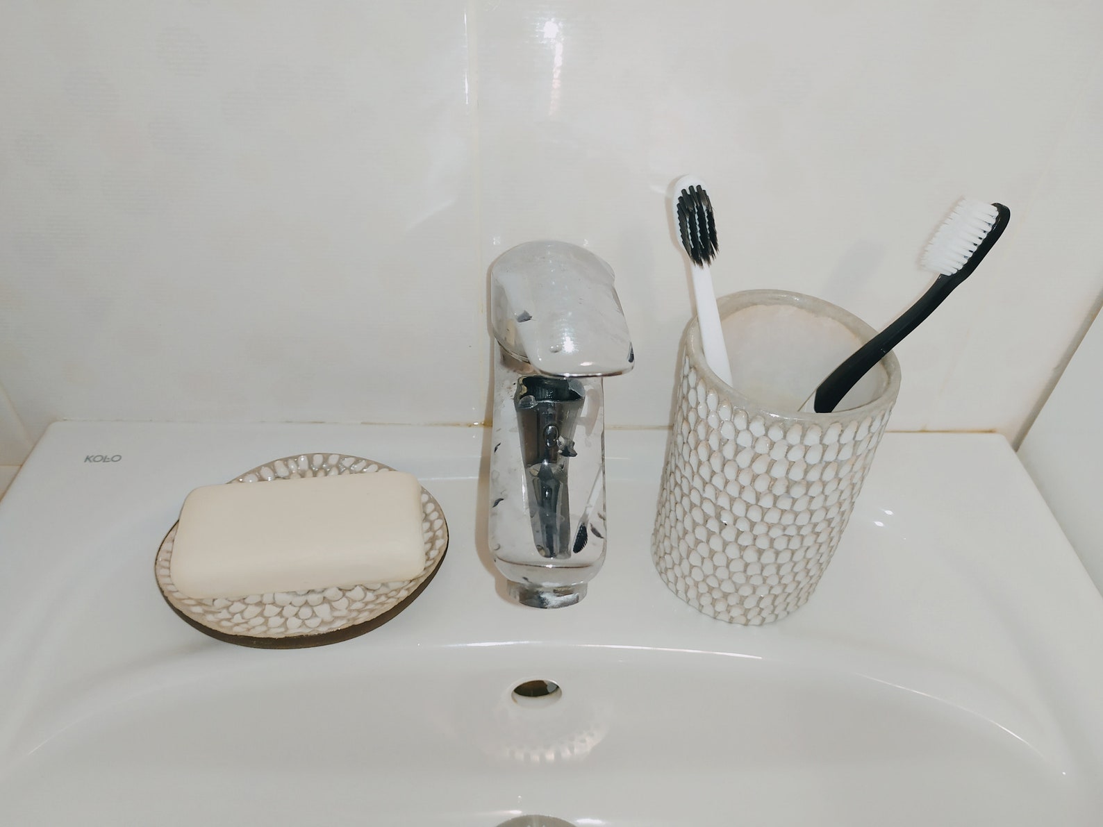 Soap Dish and Toothbrush Holder Set/ Bathroom decor/ Handmade Etsy