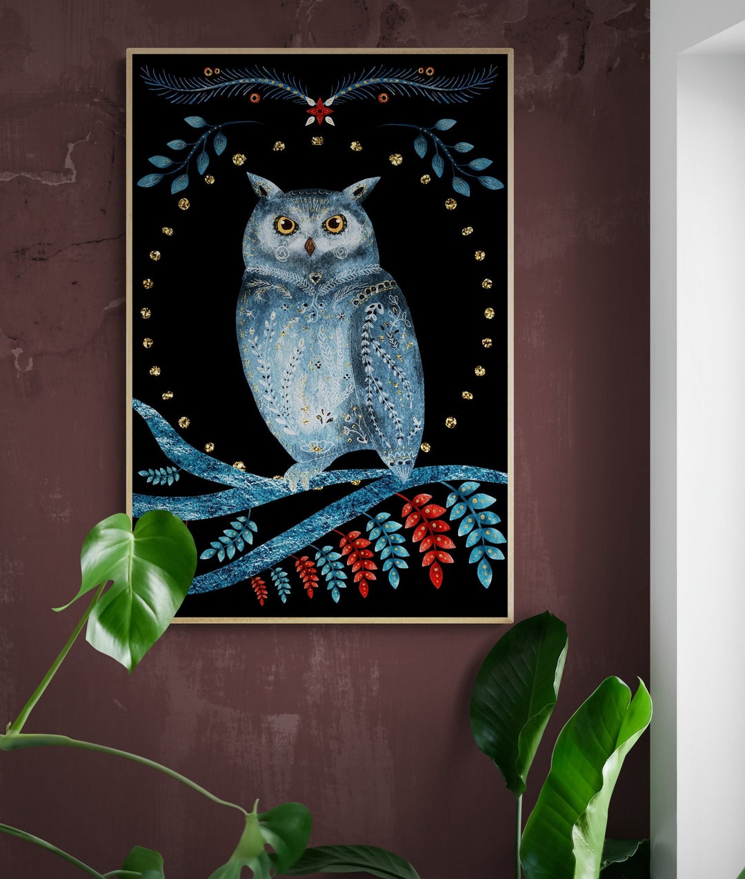 Scandinavian Folk Art Owl Poster Print, Scandinavian Decor, Nordic Wall ...